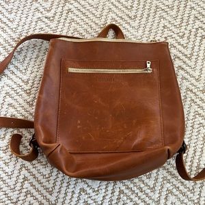 Portland Leather tote backpack. Honey color.